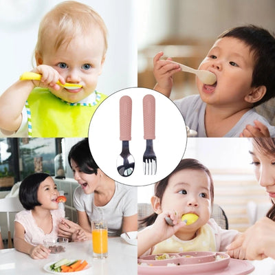 2Pcs Children Safe Fork and Spoons