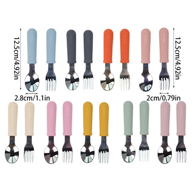 2Pcs Children Safe Fork and Spoons