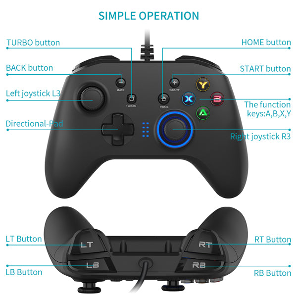 Wired Gaming Controller Joystick Gamepad