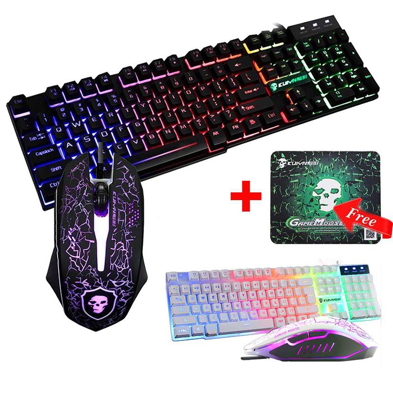 LED Rainbow Backlight USB Ergonomic Keyboard